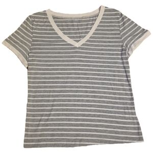 SHEIN Gray and White Striped Top
